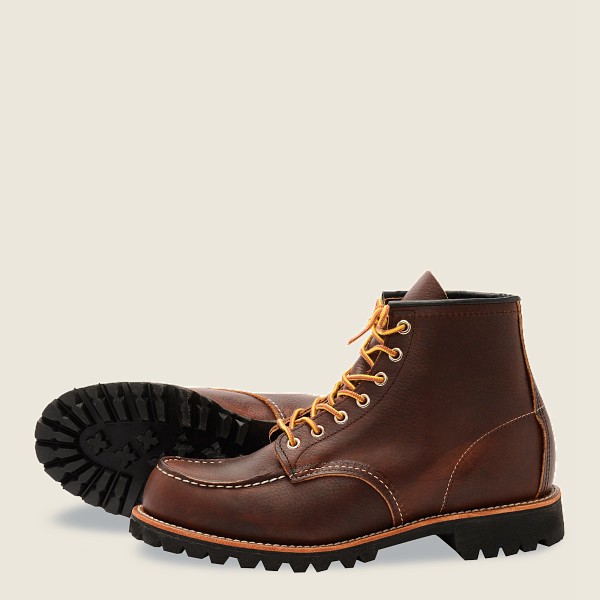 Red Wing Heritage Boots Dark Brown - Red Wing Mens Roughneck - 6-inch Oil-slick Leather - WIKEJ-1530